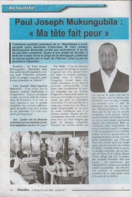 Interview exclusive du Prophète au Journal Indépendant d’Informations Générales, Eve Hebdo