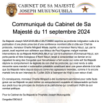 Communiqué du Cabinet de Sa Majesté du 11 septembre 2024